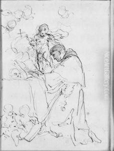 Saint Anthony Of Padua With The Christ Child (recto Andverso) by Martin Johann Schmidt