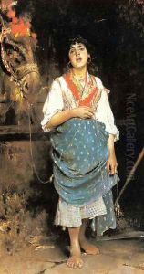A Peasant Girl with a Horse by Gaetano Esposito