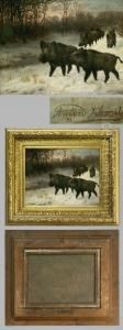 Wildschweine Im Verschneitem Wald by Anton Schmitz