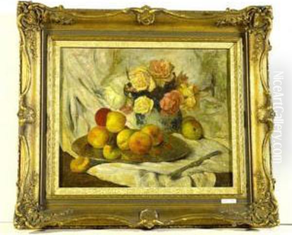 Stillleben Mit Obst Und Rosen. - view 1