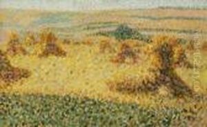 Sommerlandschaft Mit Korngarben. by Carl Schmitz-Pleis