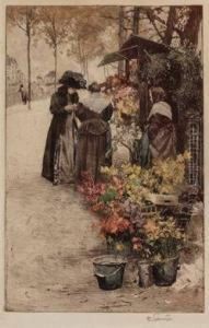 Wiener Blumenverkauferinnen by Ferdinand Schmutzer