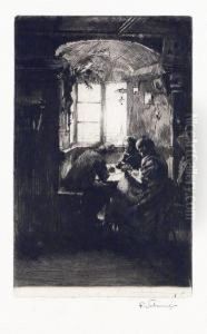 La Stube Del Maso Nabel A Pradello Presso Chiusa by Ferdinand Schmutzer