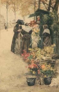 A Flowermarket by Ferdinand Schmutzer