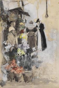 Am Blumenstand by Ferdinand Schmutzer