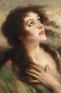 Portrait Of A Girl by Leopold Schmutzler