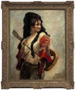 A Southern Dancer With A Guitar by Leopold Schmutzler