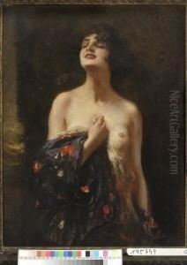 Weiblicher Halbakt. by Leopold Schmutzler