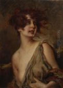Lachende Junge Frau. by Leopold Schmutzler
