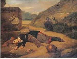La Mort De La Femme Du Brigand by Jean-Victor Schnetz