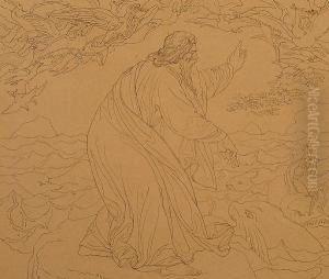 The Creation Of The Birds And The Fishes. by Julius Schnorr Von Carolsfeld