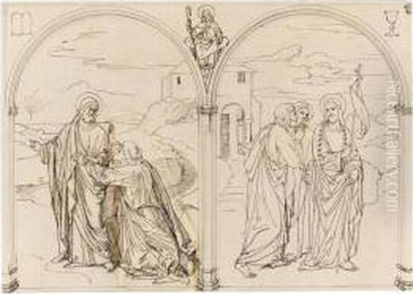 Scenes From The Life Of Christ: Doubting Thomas And Christ On The Road To Emmaus - view 1