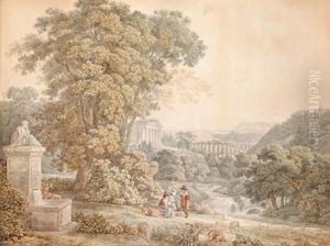 Arkadische Landschaft Mitsteinernem Brunnen by Johann Nepomuk Schodlberger