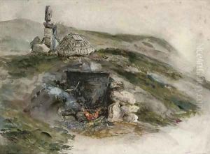 Stewing lobsters on the beach by William of Eton Evans