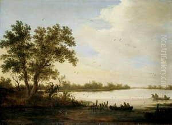 Flusslandschaft Mit Zwei Ruderbooten. - view 1