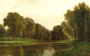 An extensive river landscape by Adriaen van Everdingen