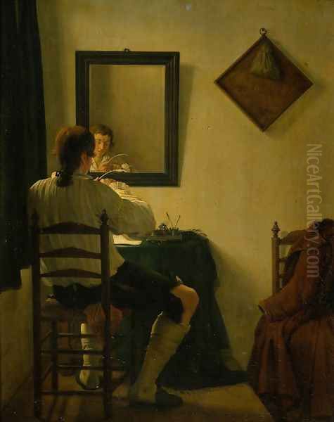 A Writer Trimming his Pen - view 1