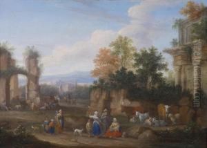 Italian Landscape With Ruins And Peasantgroups Italian Landscape With Ruins And Peasantgroups