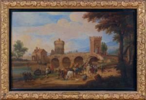 Port Et Pont Sur Une Riviere by Mattijs Schoevaerdts