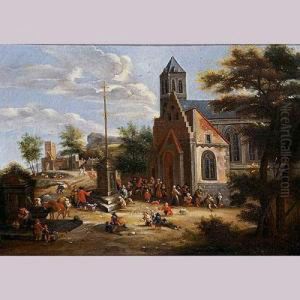 Campesinos A La Puerta De Una Iglesia