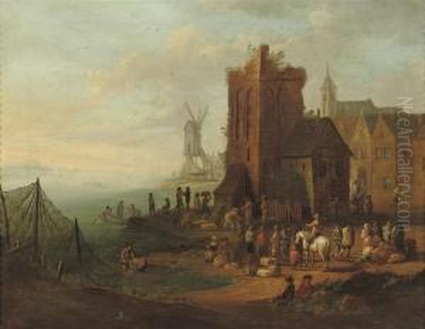 A River Landscape With Figures Near A Ruinous Tower - view 1
