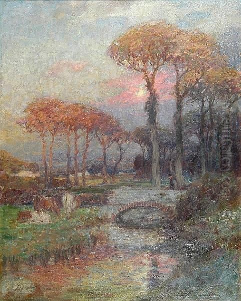 Cattle By A River At Sunrise - view 1