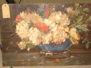 Still Life Withflowers In A Vase by Kershaw Schofield
