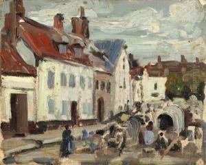 Montreuil-sur-mer, The Market by Walter Elmer Schofield
