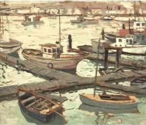 Boats At Dock by Walter Elmer Schofield