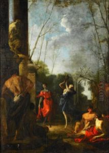 Klassicerande Ruinlandskap Med Dansande Figurer by Johann Heinrich Schonfeld