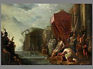 Historische Szene Mit Einem Unbekleideten Konig