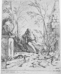 Old Man Meditating (nagler 1476.3) by Johann Heinrich Schonfeld