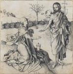 Christ Appearing To The Magdalen - Noli Me Tangere (lehrs 15; Bartsch 26) by Martin Schongauer