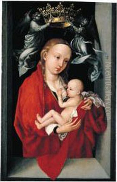 'maria Lactans': The Virgin And Child Crowned By Angels, In A Window Embrasure - view 1