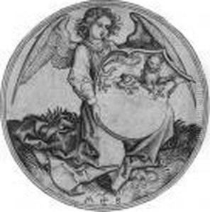 A Shield With A Lion Passant Guardant, Supported By An Angel (l., Holl. 95)