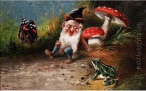 Gnome And Frog by Alfred Schonian