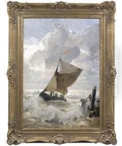 Schonleber, Gustav. Fishing Boat In Rough Sea by Gustav Schonleber