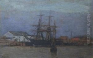 In Einem Hollandischen Hafen by Gustav Schonleber