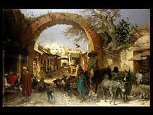 Orientalische Strassenszene by Alois Schonn