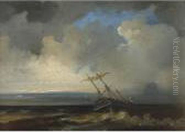 Ship In Stormy Sea - view 1