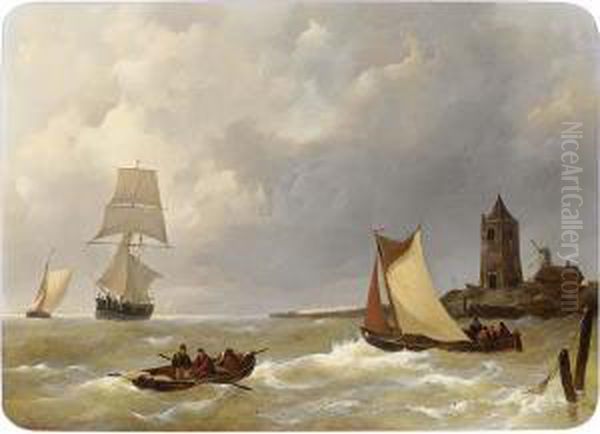 Sailing Vessels Off The Shore - view 1
