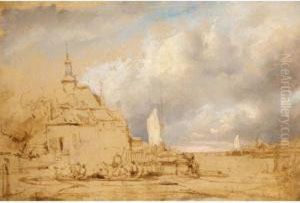 A Coastal Landscape With Figures On A Beach A Coastal Landscape With Figures On A Beach