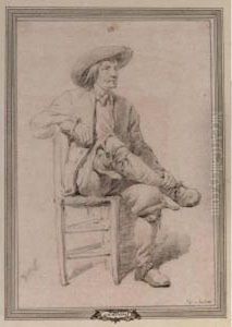 A Study Of A Seated Man In A Hat