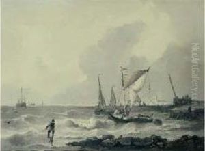 Bateaux Sur Des Rivages by Johannes Christian Schotel
