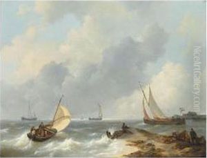 Shipping In High Seas by Johannes Christian Schotel