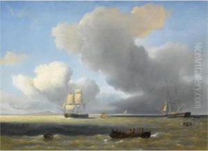 Shipping In A Calm by Petrus Jan Schotel