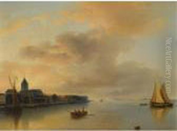 Sailing Ships Near A Waterfront Town - view 1