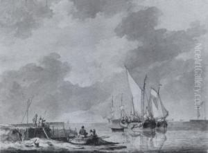 Fischerboote Im Hafen by Petrus Jan Schotel