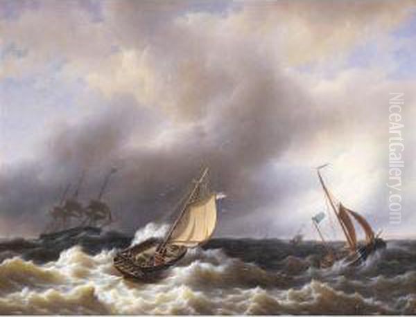 Sailing Vessels In Rough Seas - view 1
