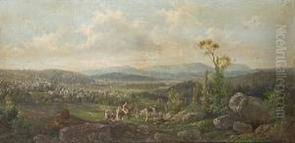 Oriental Figures In A Landscape - view 1
